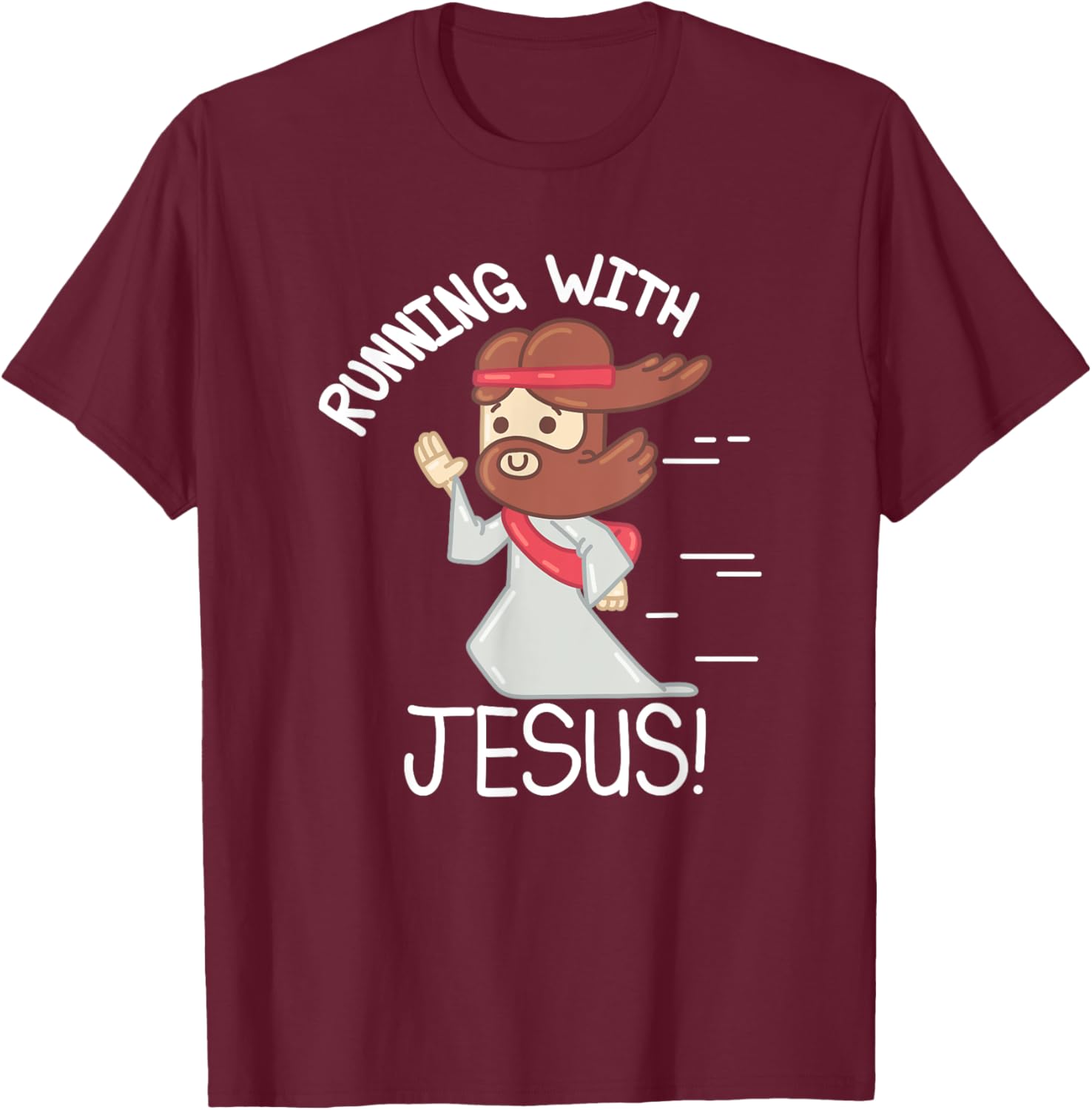 Running With Jesus Christian Faith Runner And Jogging T-Shirt - T-Shirt | Maroon