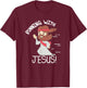 Running With Jesus Christian Faith Runner And Jogging T-Shirt - T-Shirt | Maroon