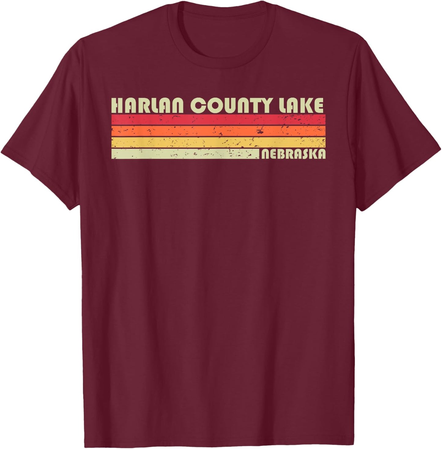 HARLAN COUNTY LAKE NEBRASKA Funny Fishing Summer Gift T-Shirt - T-Shirt | Maroon