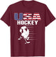 America Ice Hockey Fans Jersey USA Flag Support Hockey Team T-Shirt - T-Shirt | Maroon
