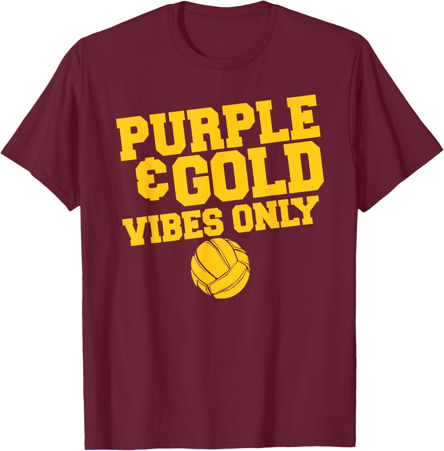 Purple Gold Game Day High School Volleyball Group Team T-Shirt - T-Shirt | Maroon