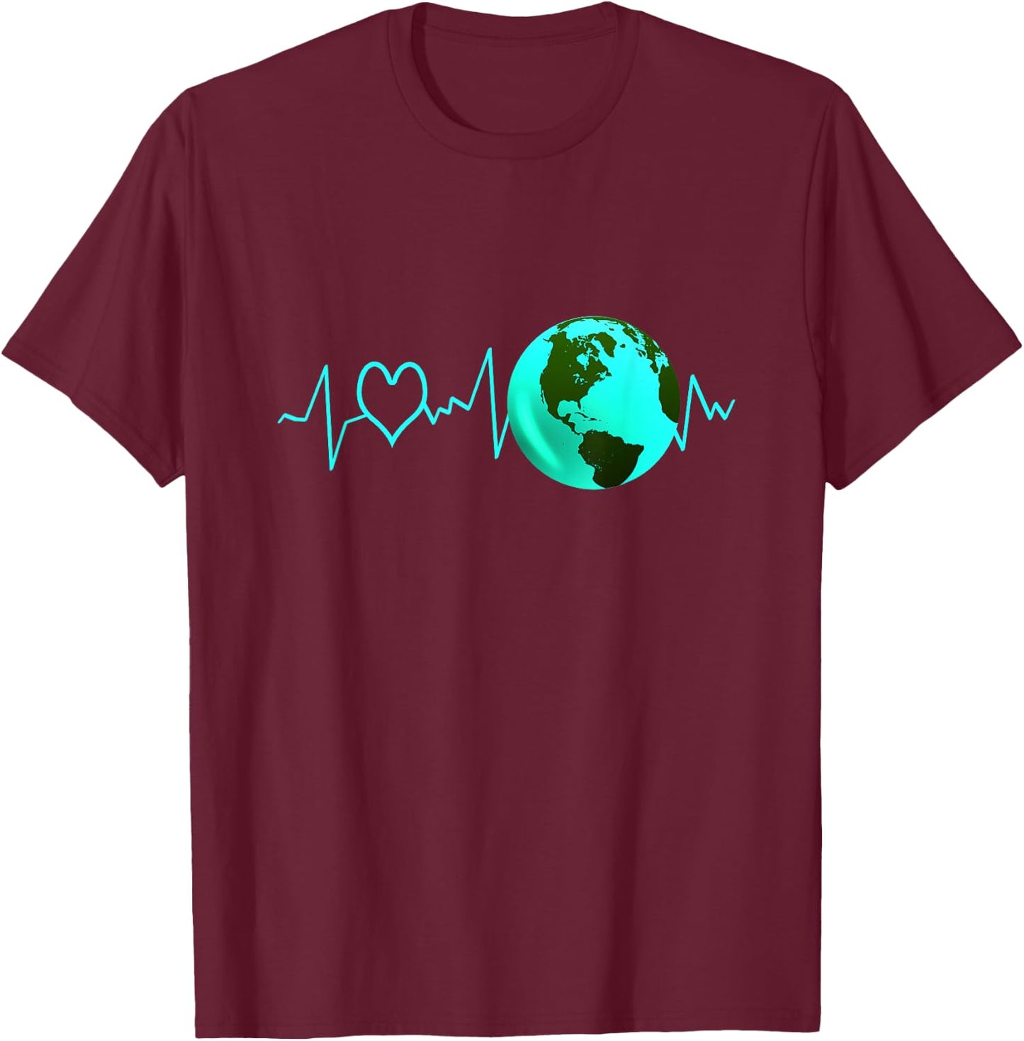 Earth Day Heartbeat Recycling Climate Change Activism Gift T-Shirt - T-Shirt | Maroon