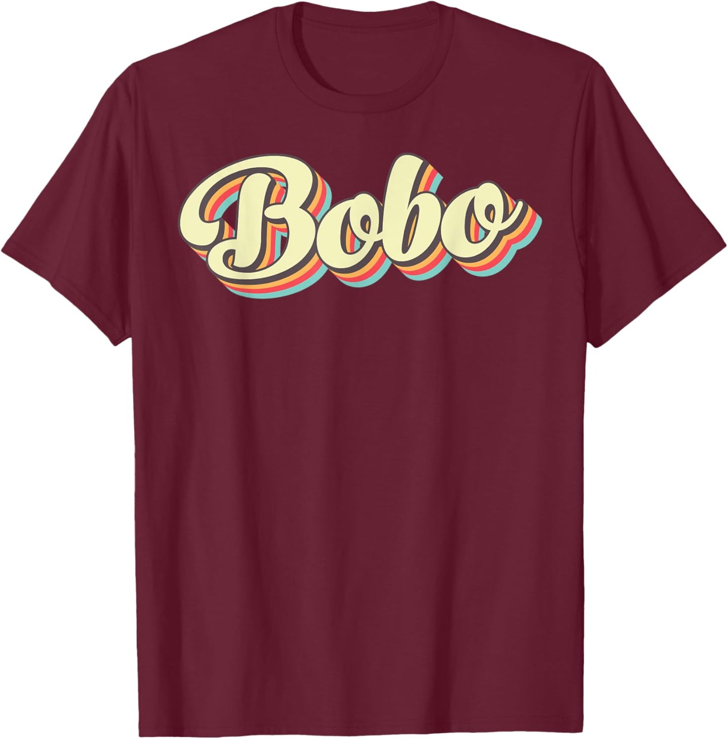 Bobo Retro Art Baseball Schrift Vintage T-Shirt - T-Shirt | Maroon