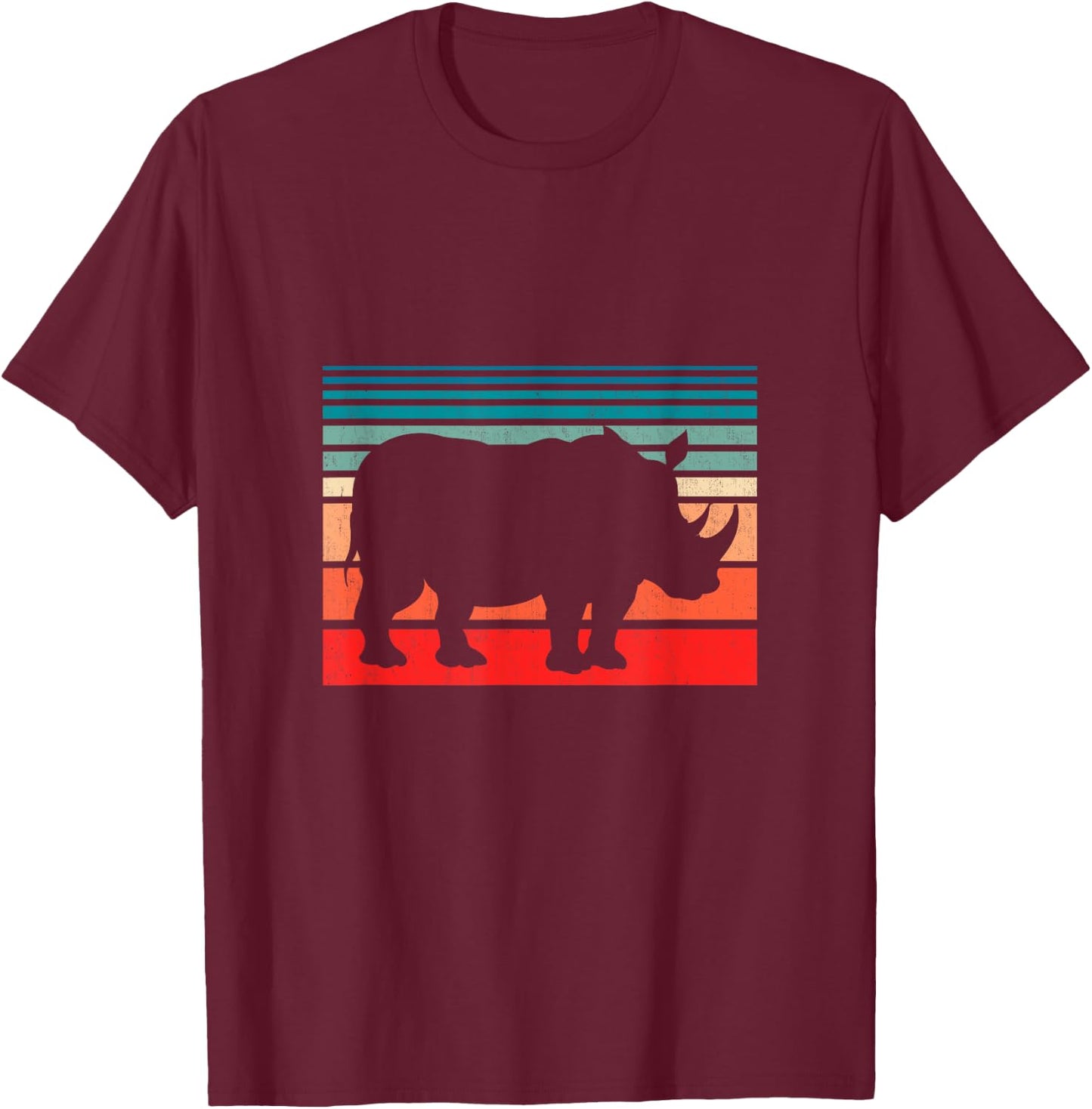 Retro Rhino T-Shirt - T-Shirt | Maroon