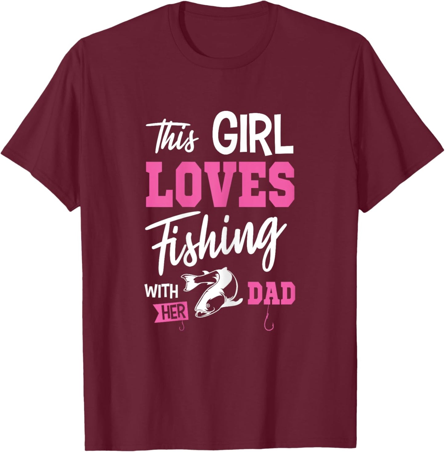 Daughter fishing with dad angler Father's Day Angel Fishing T-Shirt - T-Shirt | Maroon