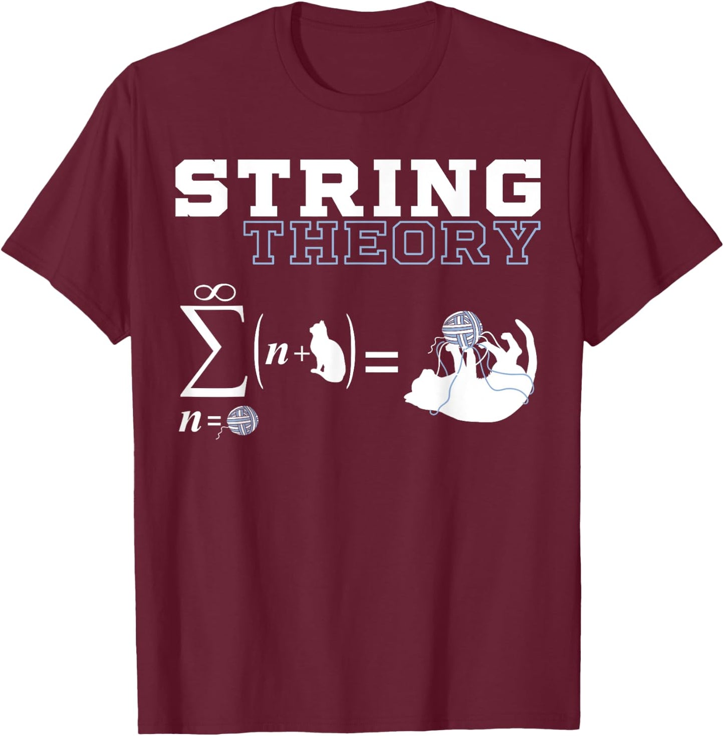 Funny Cat | Yarn | String Theory Men Women T-Shirt - T-Shirt | Maroon