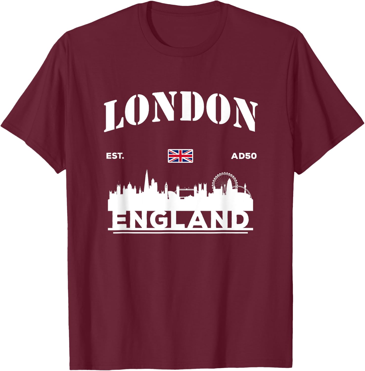 Cool London England City: English / British Travel Souvenir T-Shirt - T-Shirt | Maroon