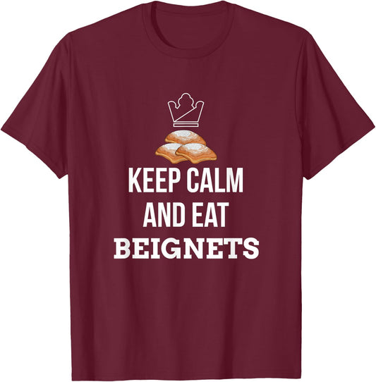 French Donut Breakfast Pastry Lover New Orleans Food Beignet T-Shirt - T-Shirt | Maroon