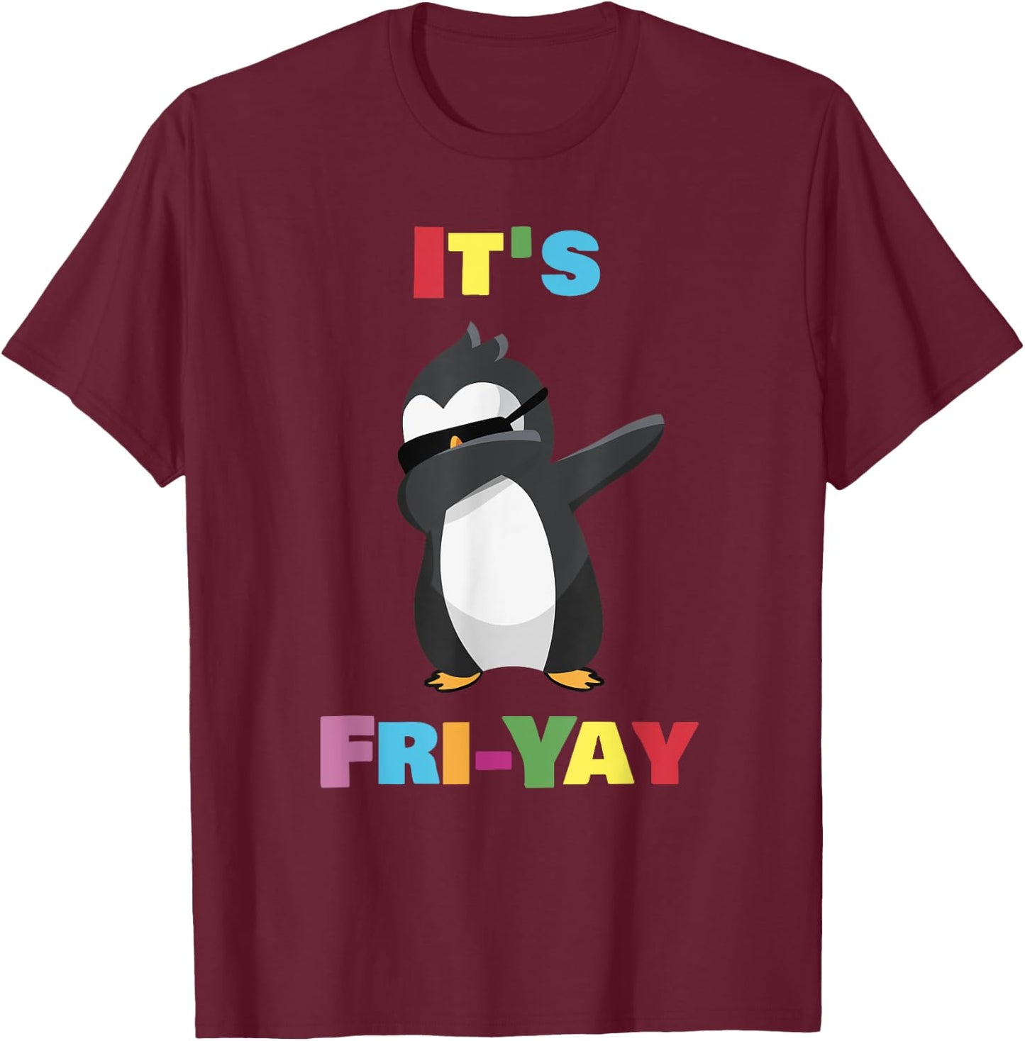It's Fri-Yay Dabbing Penguin Friday Weekend Teacher, Student T-Shirt - T-Shirt | Maroon