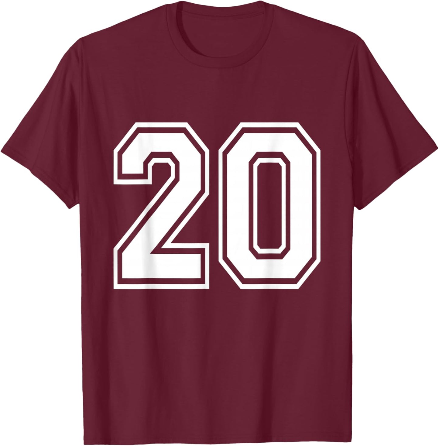 Number 20 Varsity Sports Team Jersey 20th Birthday 20 Years T-Shirt - T-Shirt | Maroon