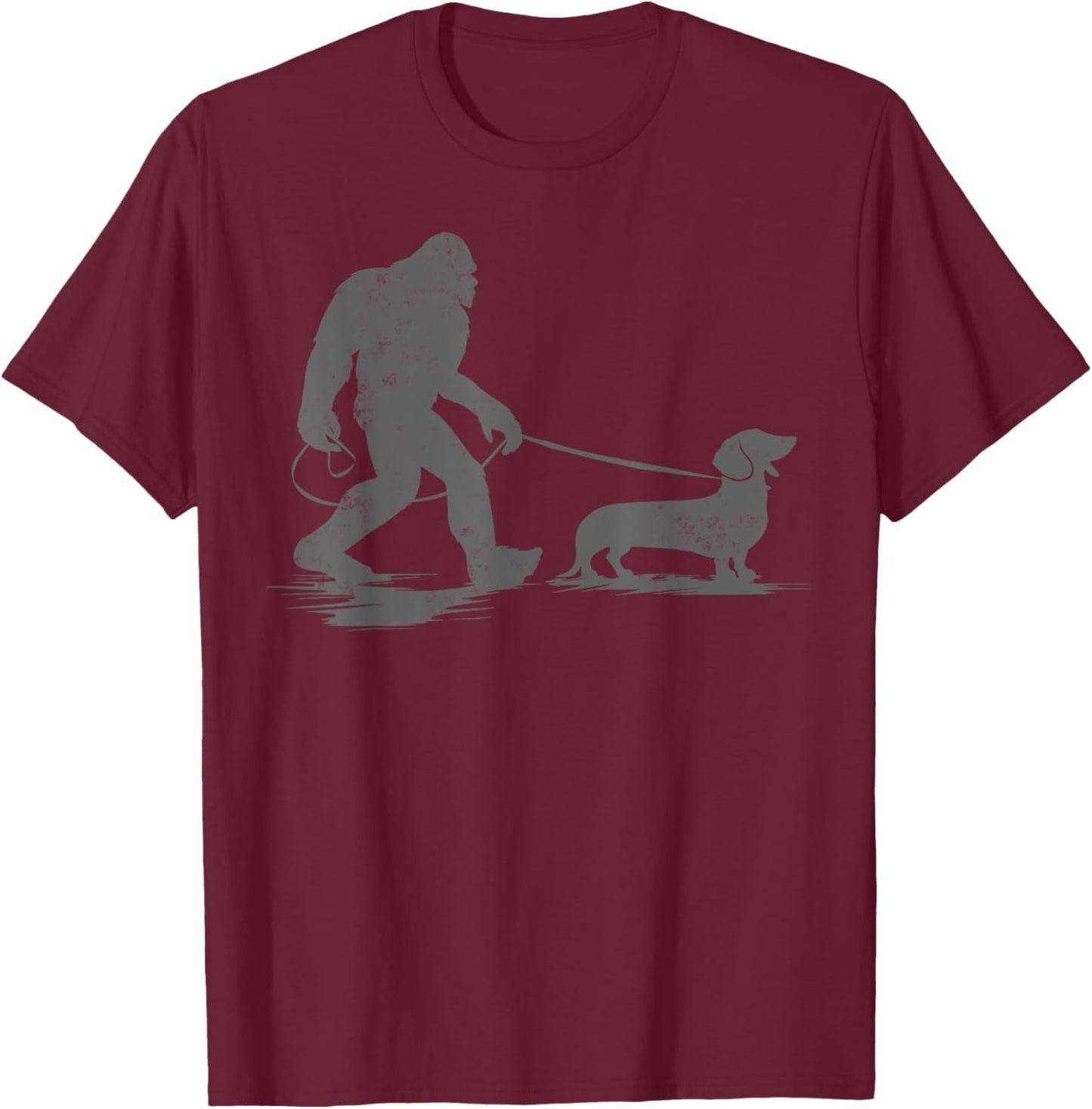 Bigfoot Walking Dachshund Dog Funny Wiener Dog Dad Gifts Men Women Kids T-Shirt - T-Shirt | Maroon