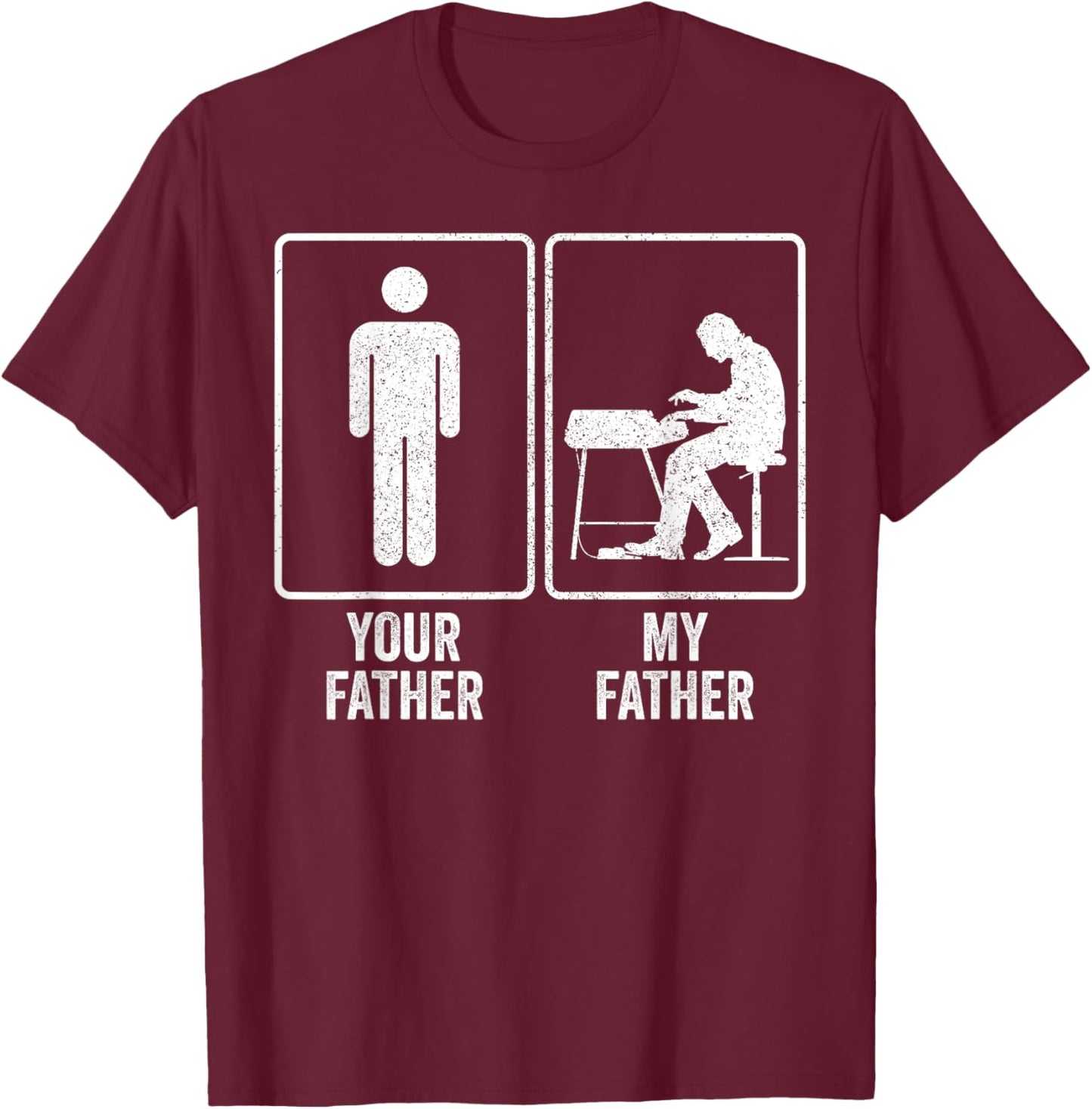 Funny Keyboardist Keyboard My Father Dad Fathers Day Joke T-Shirt - T-Shirt | Maroon