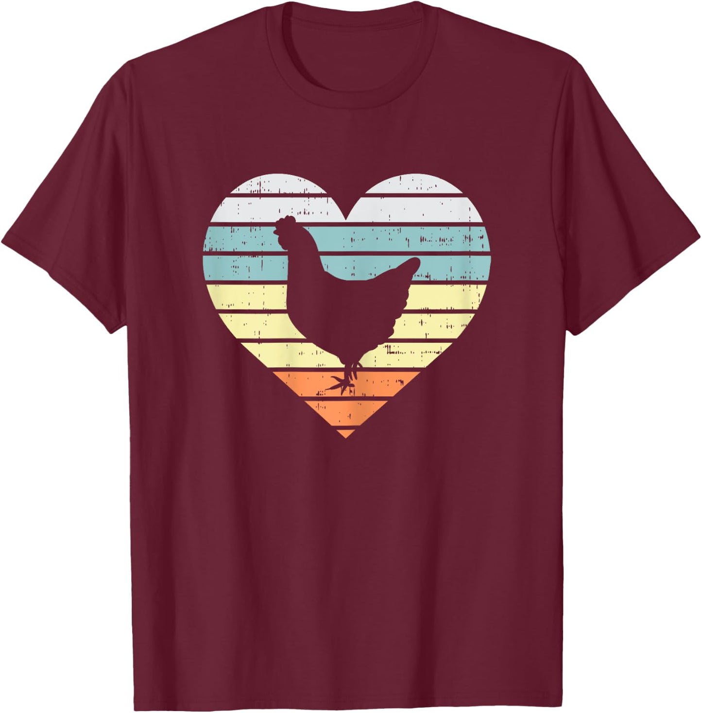 Chicken Heart Retro Farm Animal Farming Country Farmer Gift T-Shirt - T-Shirt | Maroon