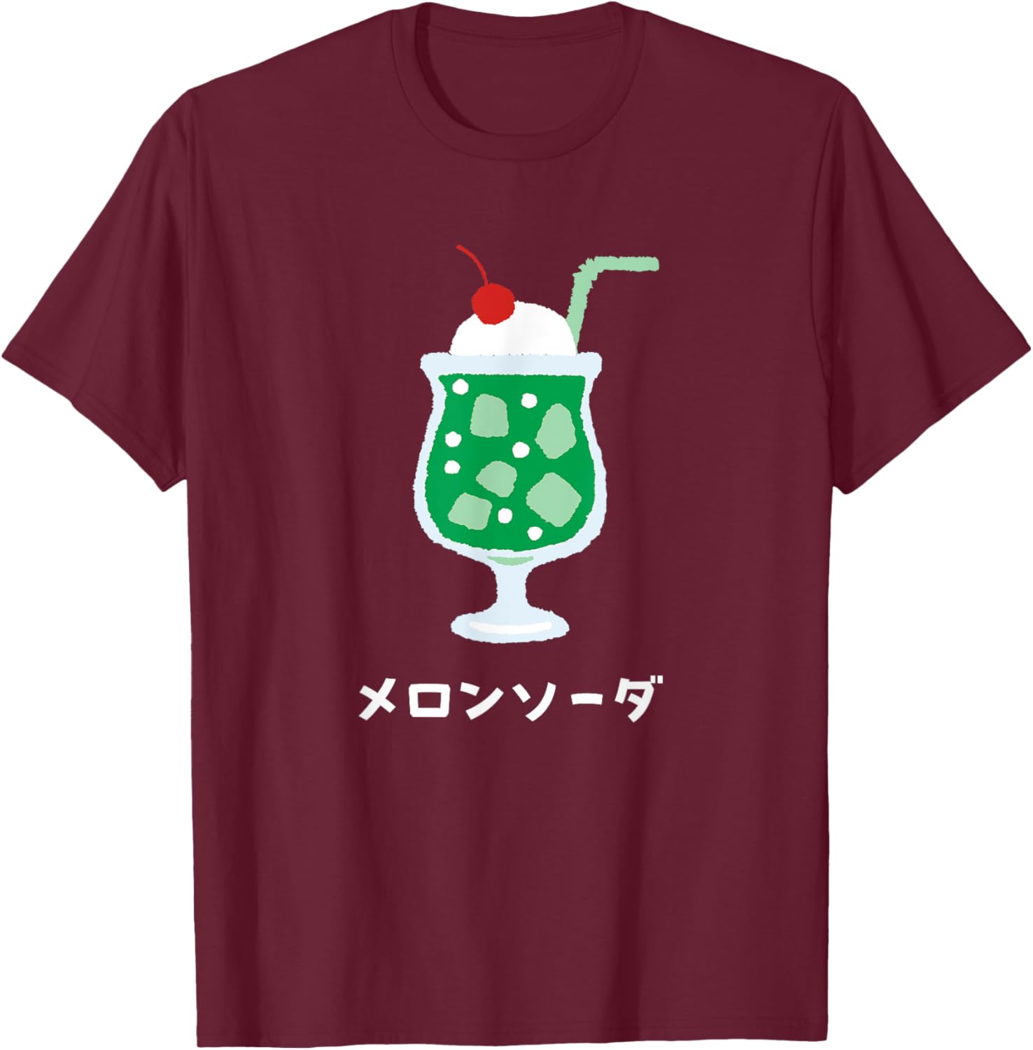 Retro Japanese Green Melon Soda Juice Drink Japan 70s 80s T-Shirt - T-Shirt | Maroon