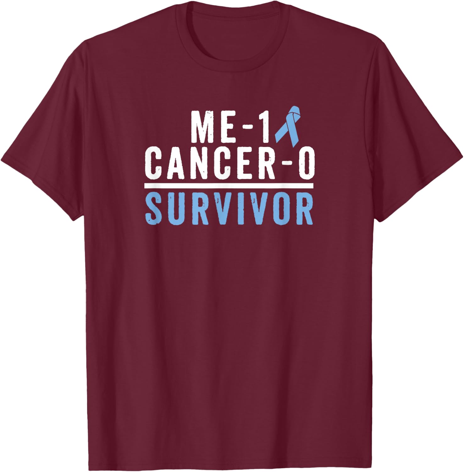 Prostate Cancer Survivor T Shirt Awareness Gift Blue Ribbon T-Shirt - T-Shirt | Maroon