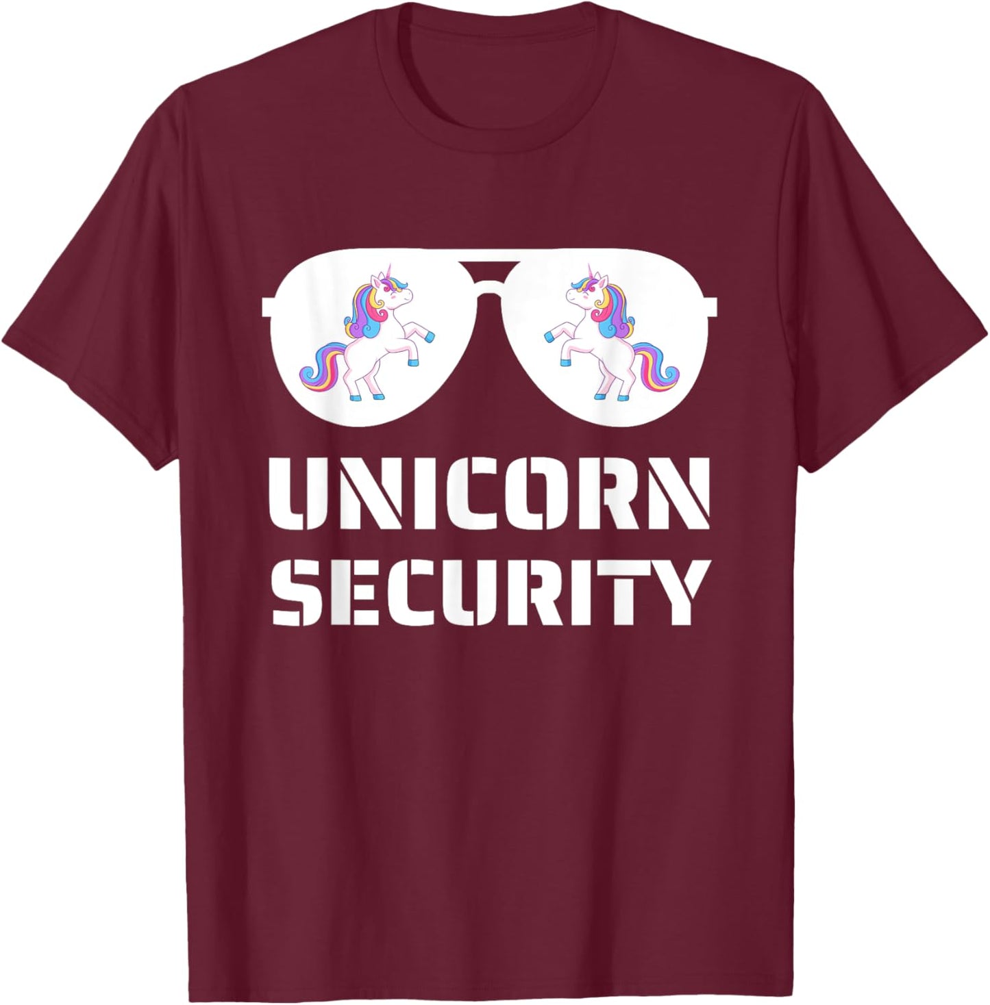 Halloween Dad Mom Daughter Adult Costume Unicorn Security T-Shirt - T-Shirt | Maroon