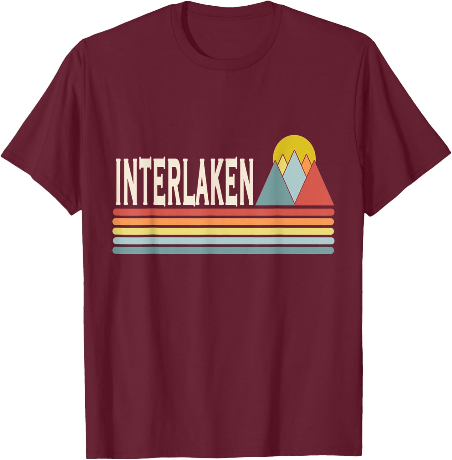 Retro style Interlaken Switzerland outdoors T-Shirt - T-Shirt | Maroon