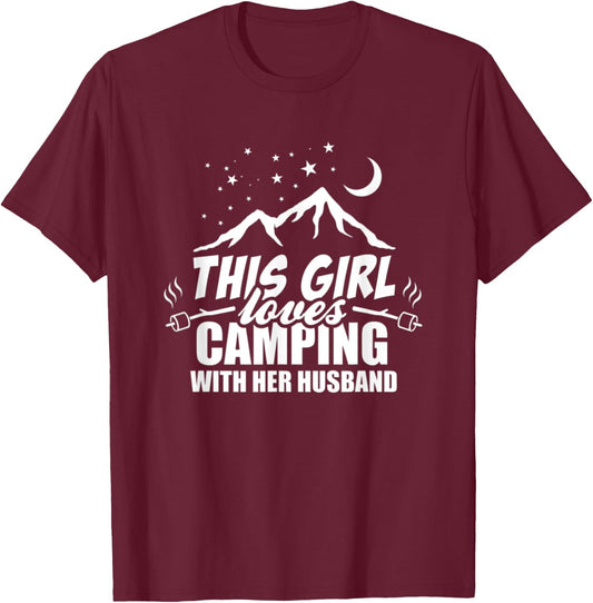 This Girl Loves Camping With Her Husband T-Shirt - T-Shirt | Maroon