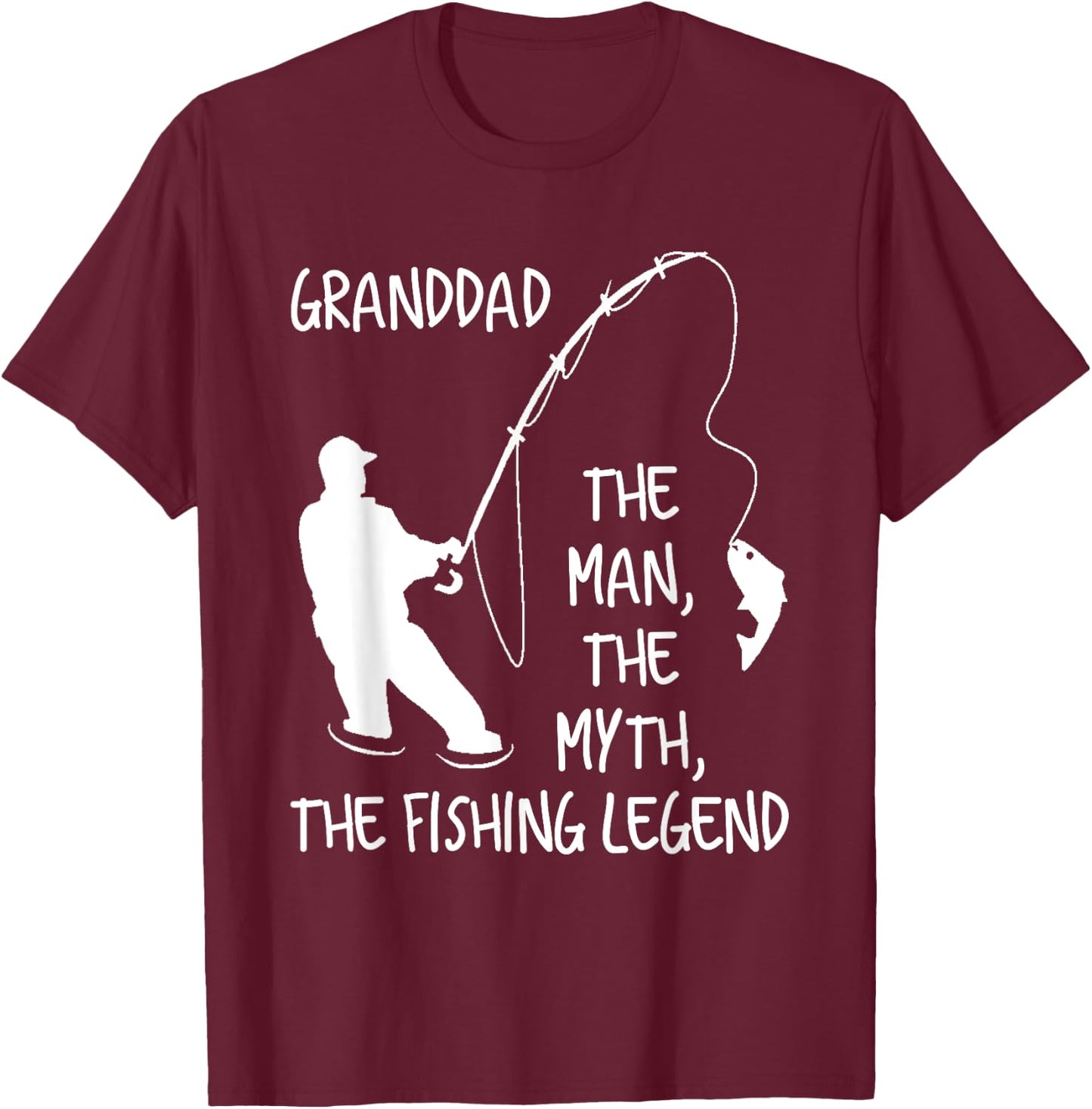 Granddad The Man The Myth The Fishing Legend T-Shirt - T-Shirt | Maroon