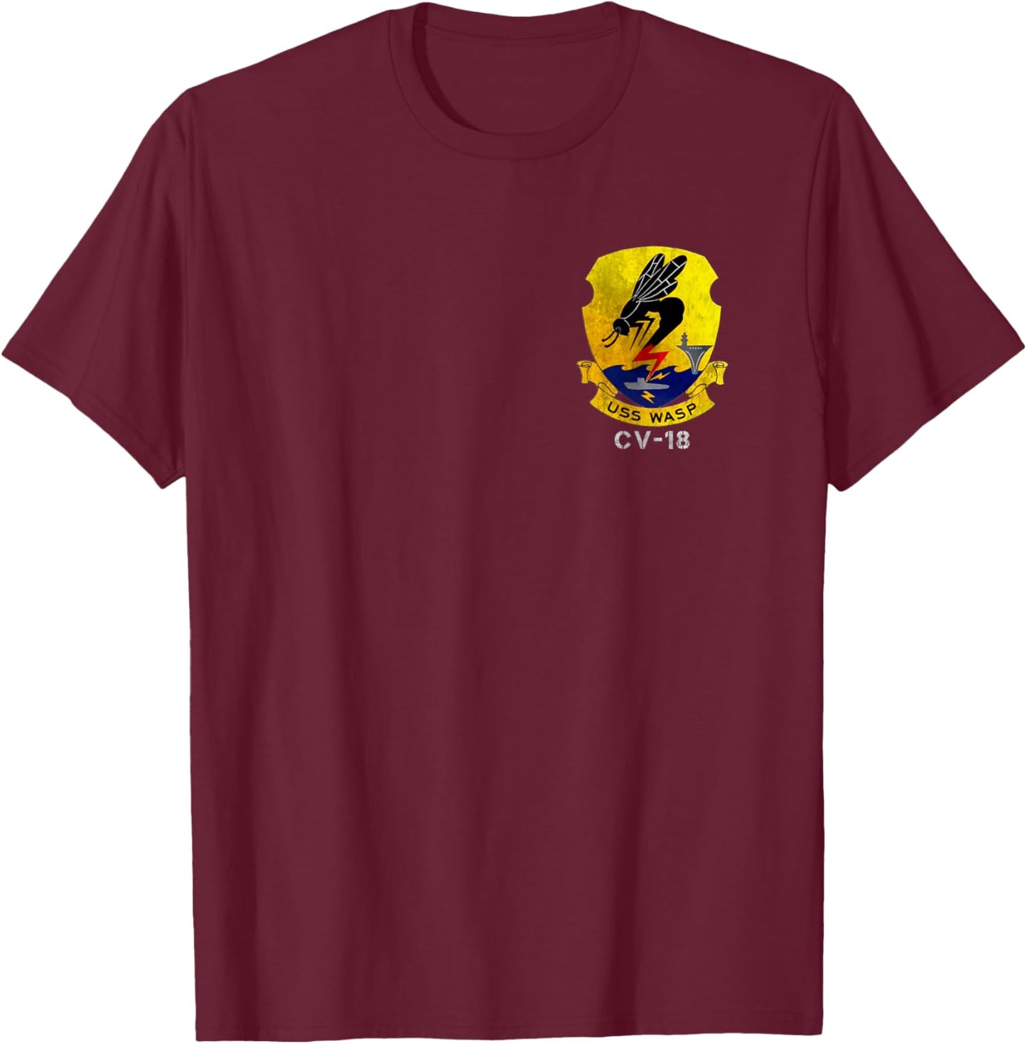 USS Wasp CV-18 Logo Aircraft Carrier Sailor Veteran Papa T-Shirt - T-Shirt | Maroon