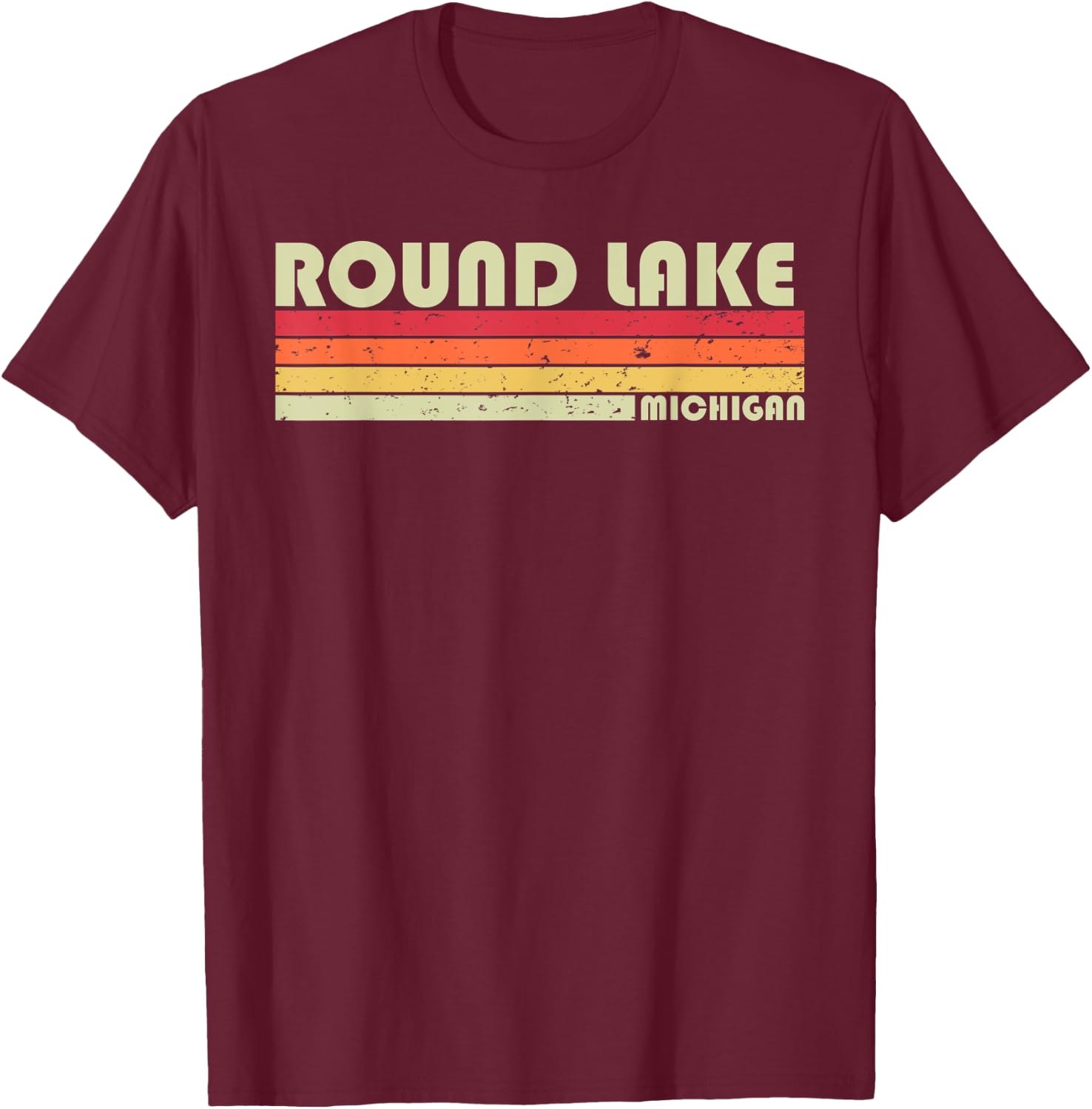 ROUND LAKE MICHIGAN Funny Fishing Camping Summer Gift T-Shirt - T-Shirt | Maroon