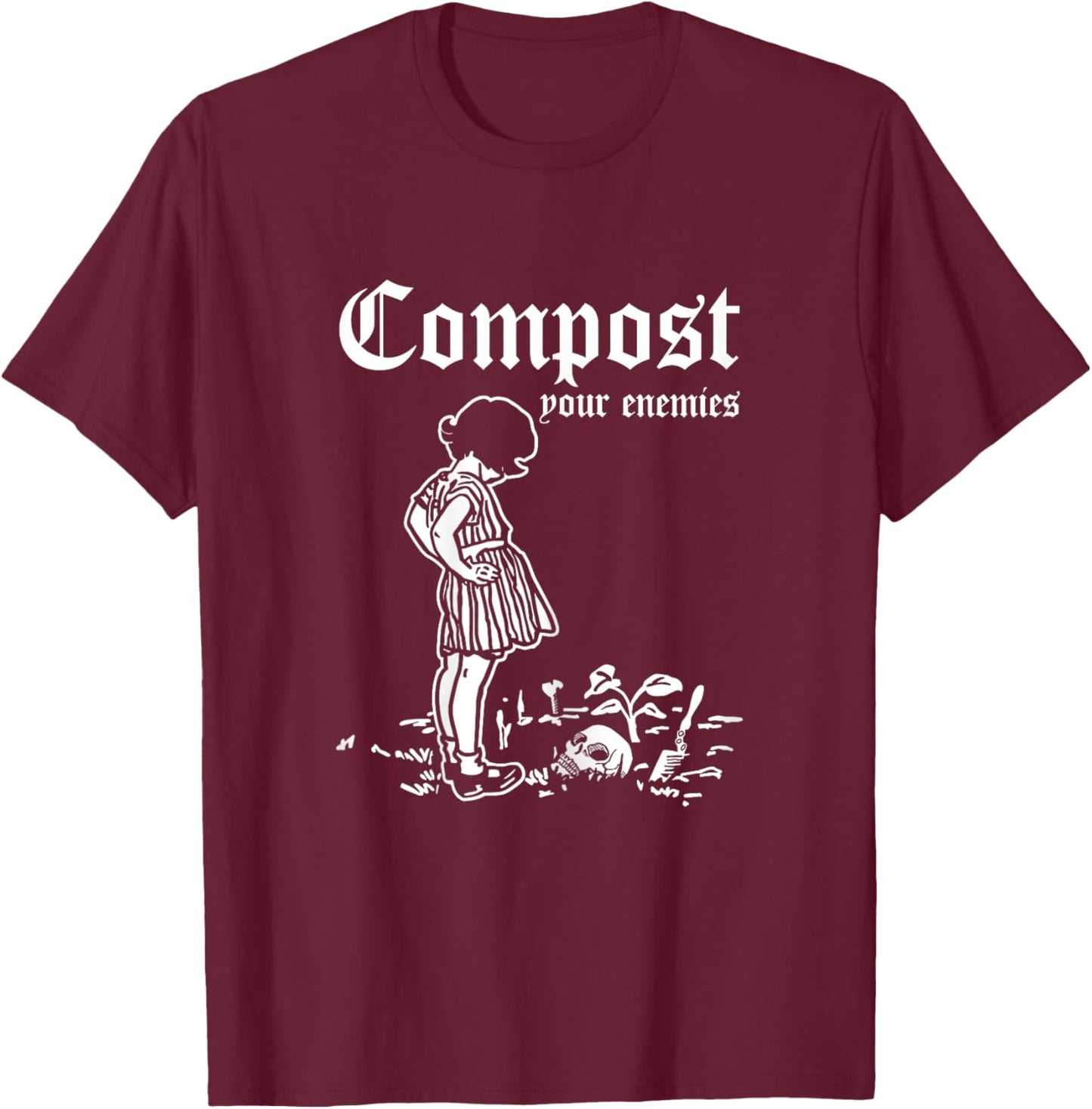Retro Compost Your Enemies Vintage Dark T-Shirt - T-Shirt | Maroon