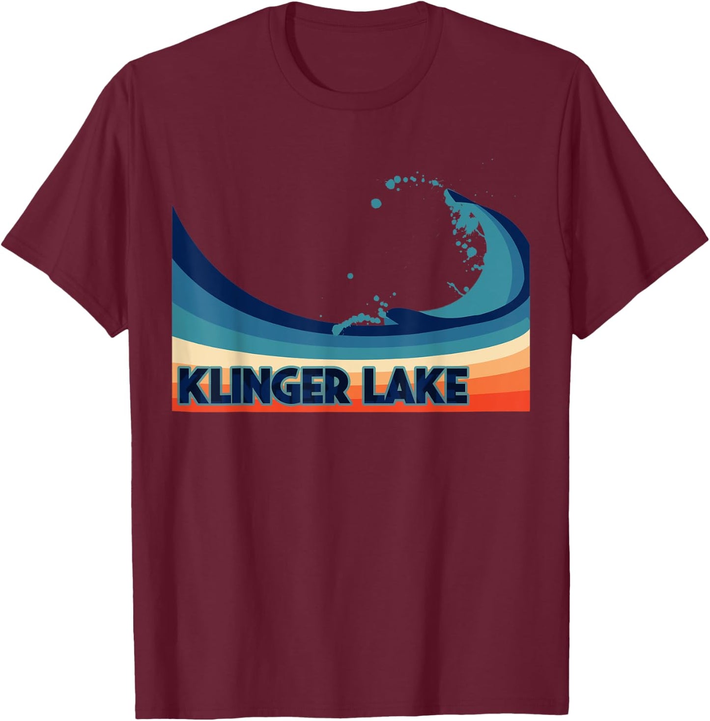 Klinger Lake, Michigan Retro Boating Sailing & Fishing T-Shirt - T-Shirt | Maroon