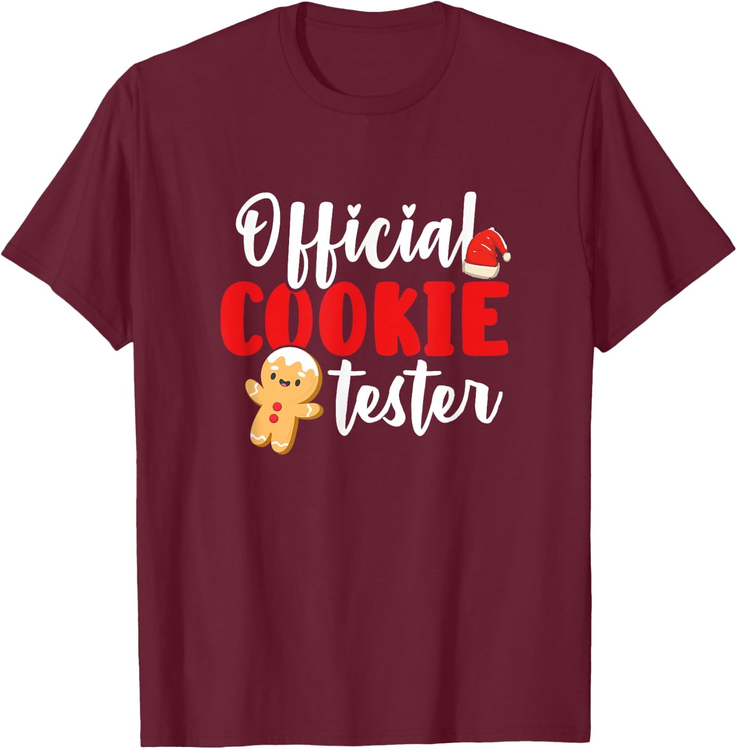 Official Cookie Tester Christmas Baking Crew Cute Baker T-Shirt - T-Shirt | Maroon