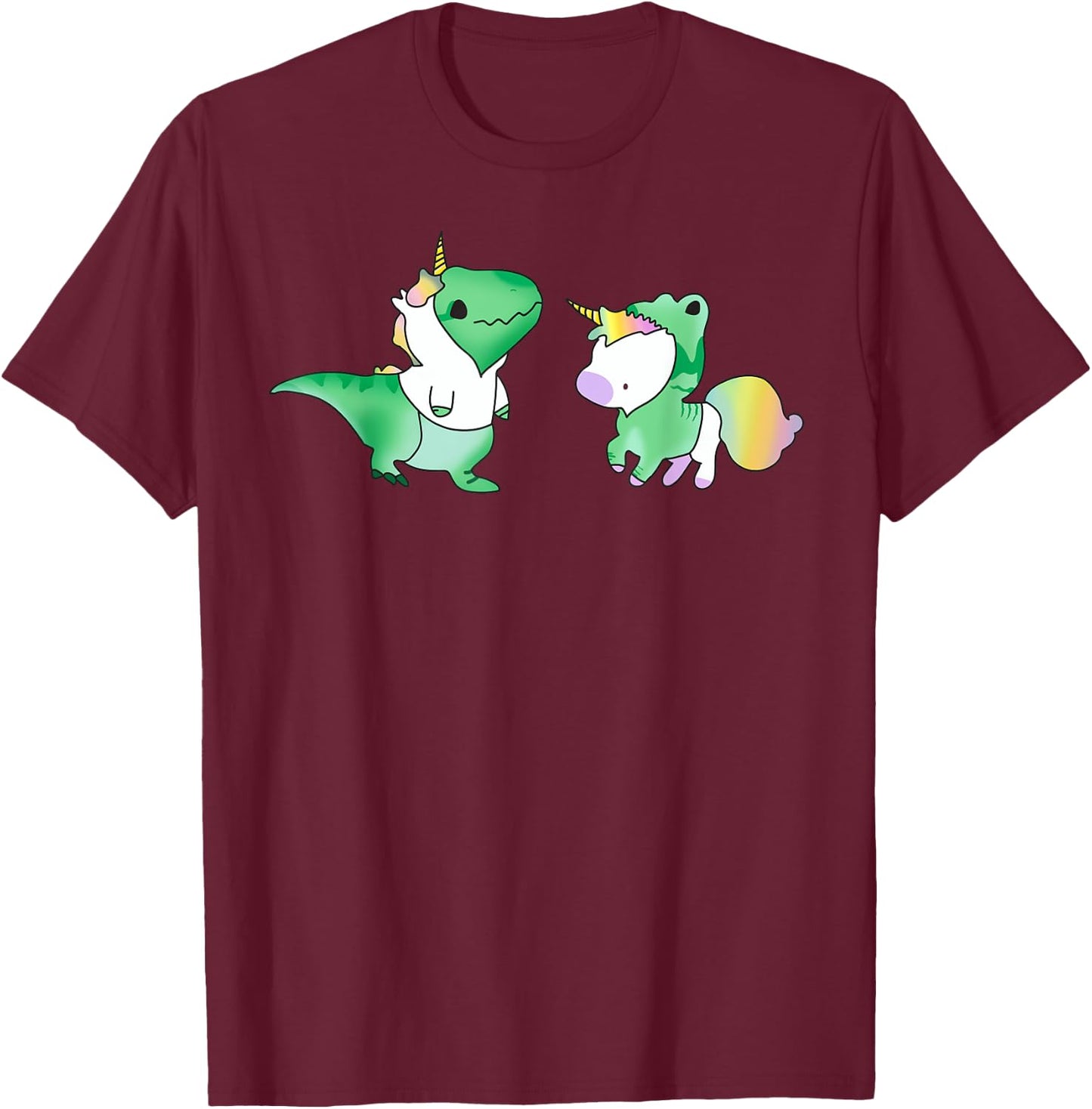 Unicornasaurus Rex - T Rex Dinosaur and Unicorn T-Shirt - T-Shirt | Maroon