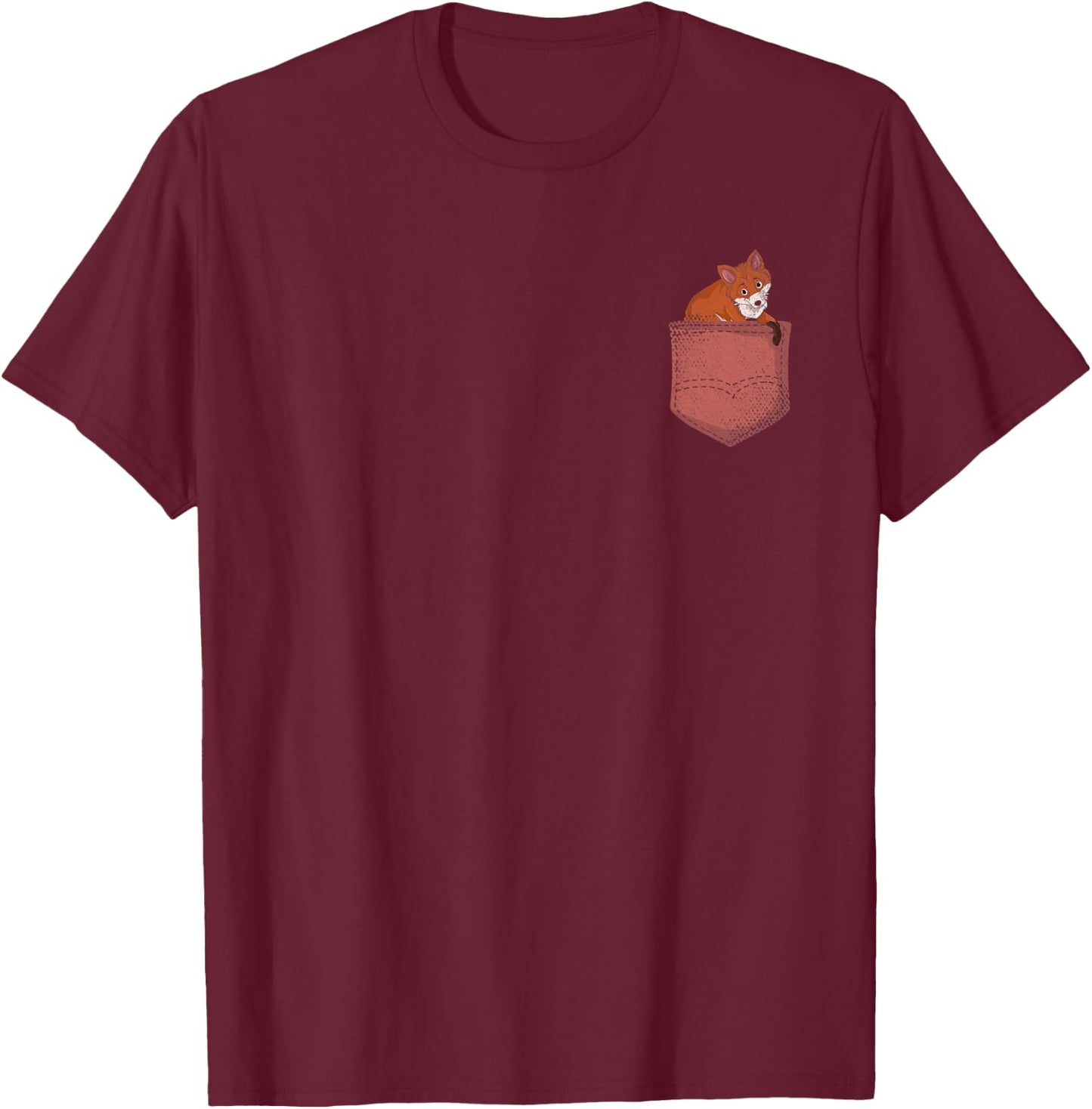 Fox Lover Cute Wildlife Pocket Forest Animal Fox T-Shirt - T-Shirt | Maroon