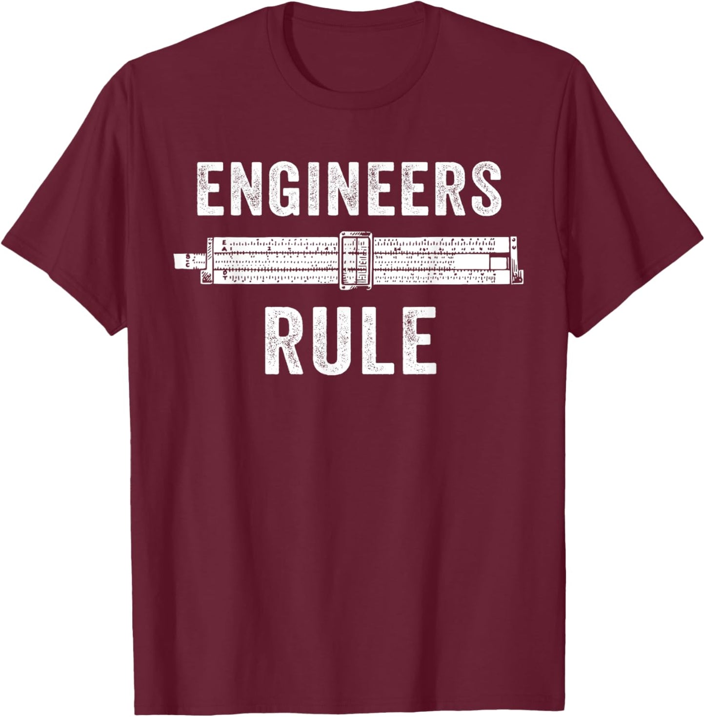 Engineers Rule Slide Rule Mechanical Analog Calculator T-Shirt - T-Shirt | Maroon