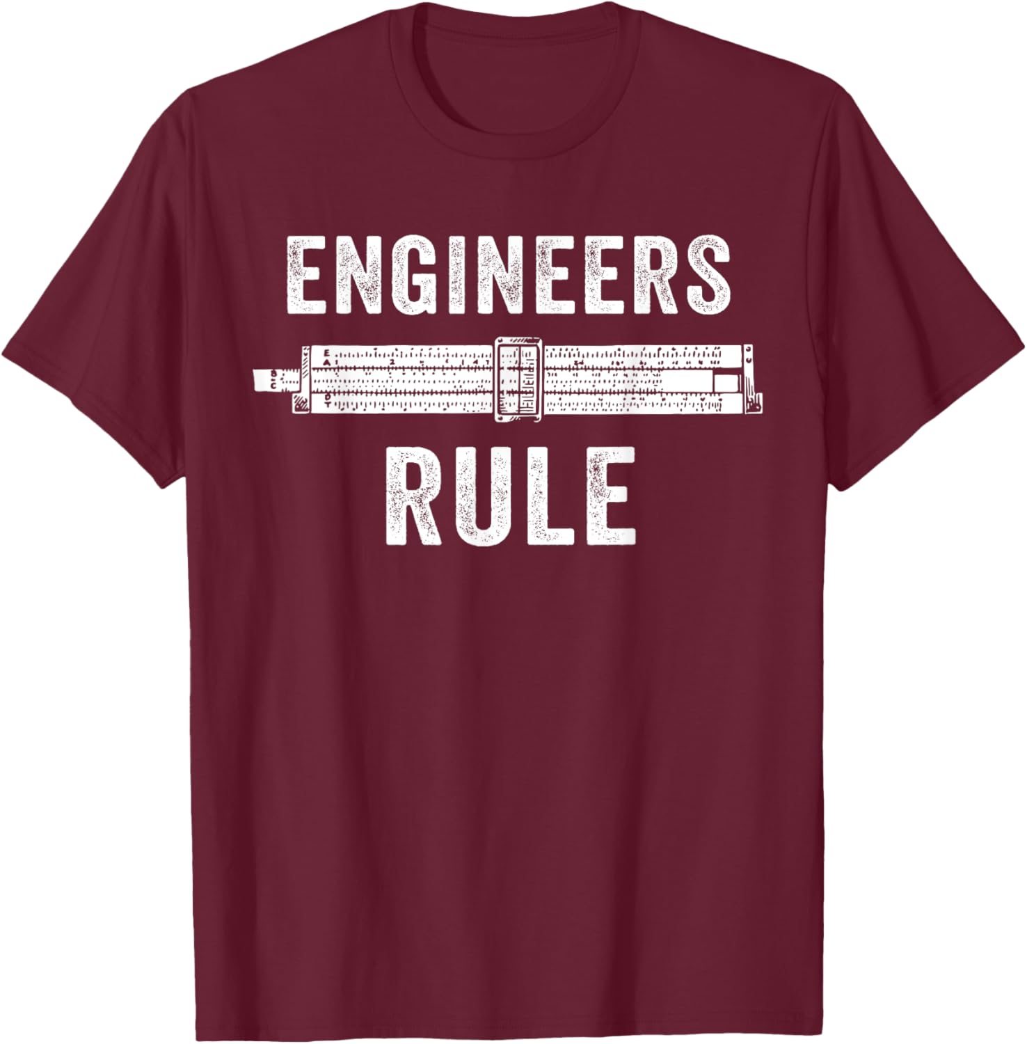 Engineers Rule Slide Rule Mechanical Analog Calculator T-Shirt - T-Shirt | Maroon