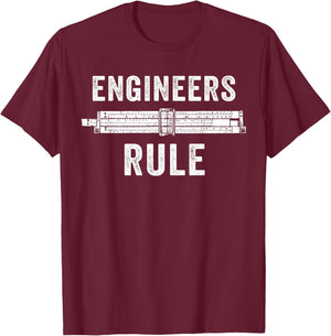 Engineers Rule Slide Rule Mechanical Analog Calculator T-Shirt - T-Shirt | Maroon