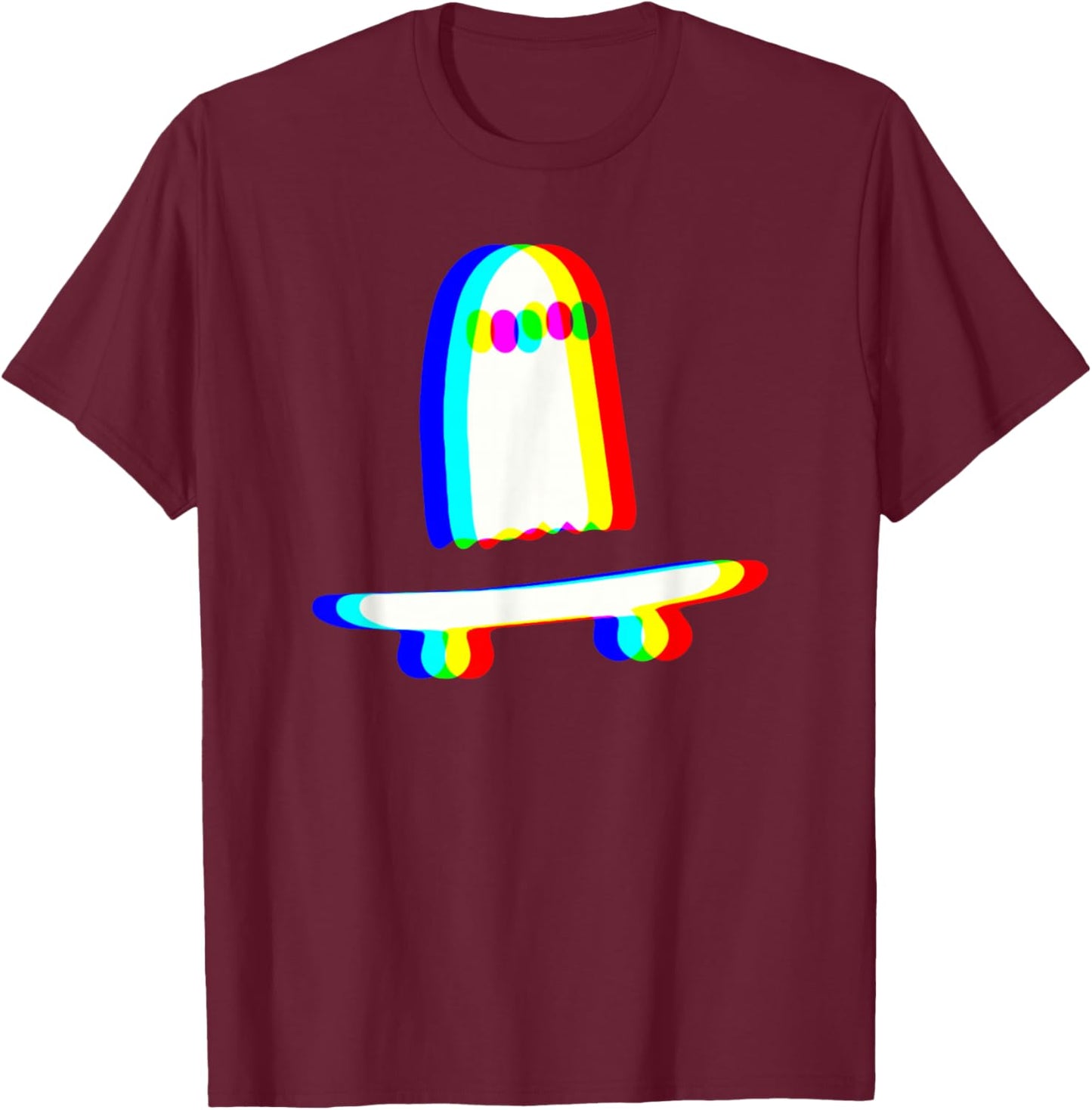 Ghost Skateboard Vaporwave Techno Rave EDM Music Halloween T-Shirt - T-Shirt | Maroon