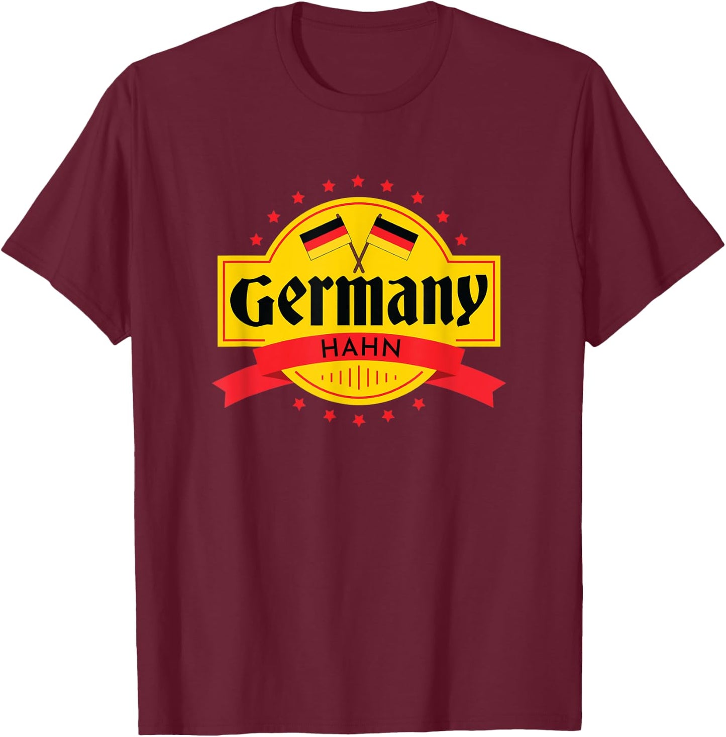 Oktoberfest Hahn Germany Flag Last Name Word T-Shirt - T-Shirt | Maroon