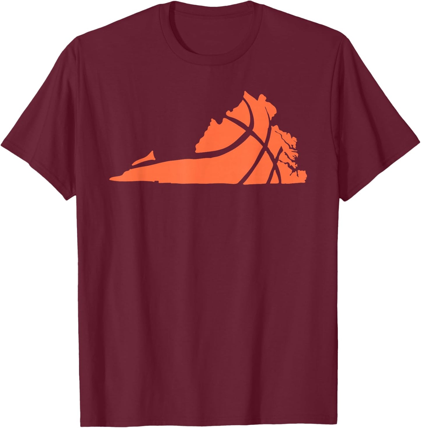 State of Virginia Basketball Design Graphic T-Shirt - T-Shirt | Maroon