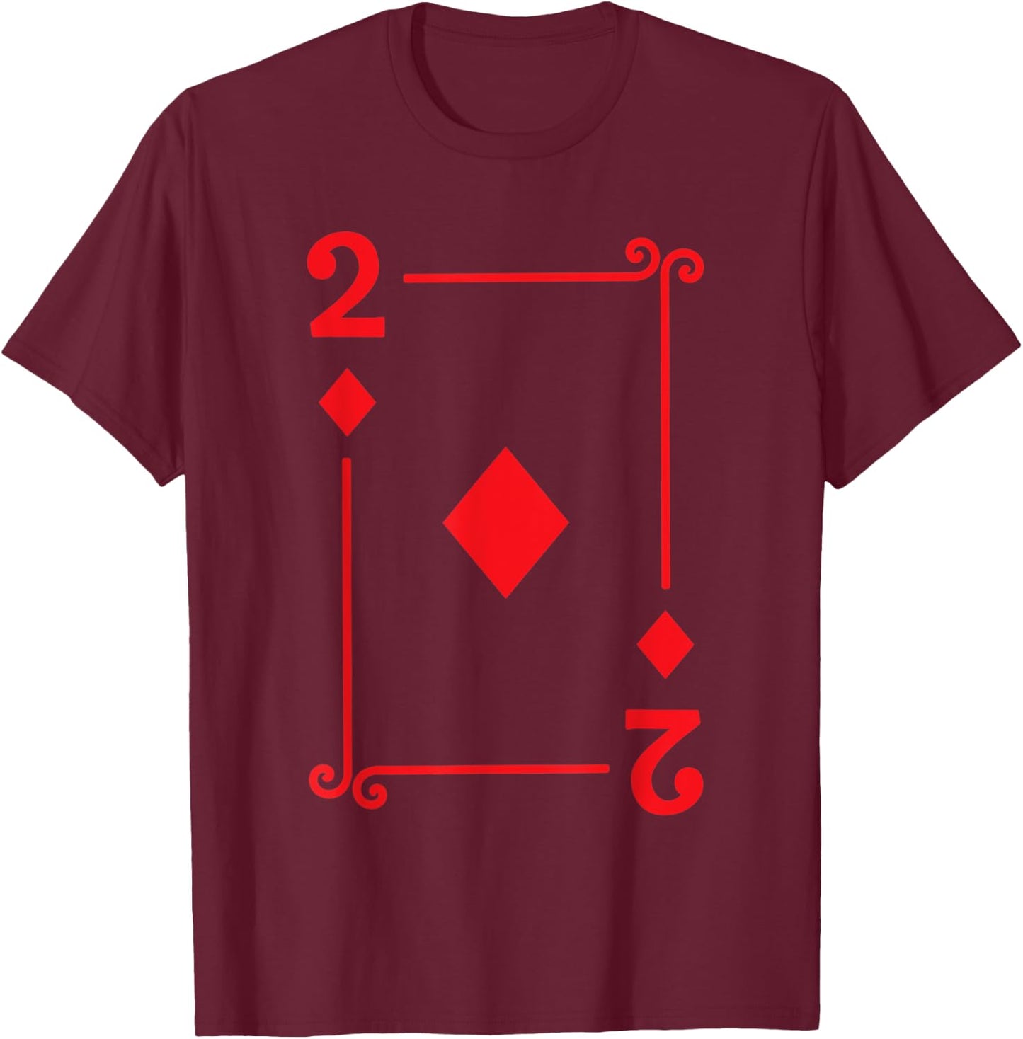 Playing Card Costume - 2 Diamonds Card - Two Card T-Shirt - T-Shirt | Maroon