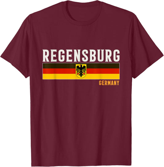 Regensburg City In Germany, Germany Flag T-Shirt - T-Shirt | Maroon