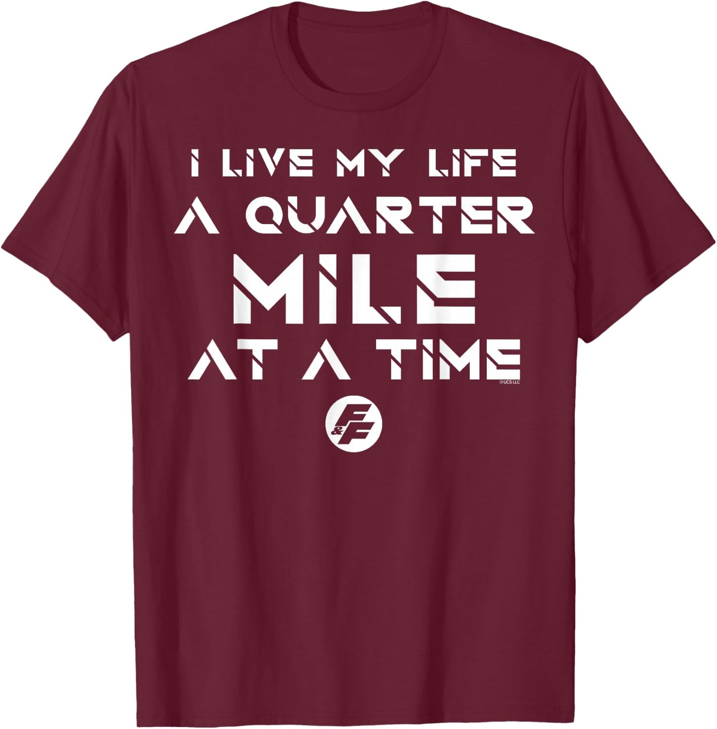 Fast & Furious Life at A Quarter Mile at A Time Word Stack T-Shirt - T-Shirt | Maroon