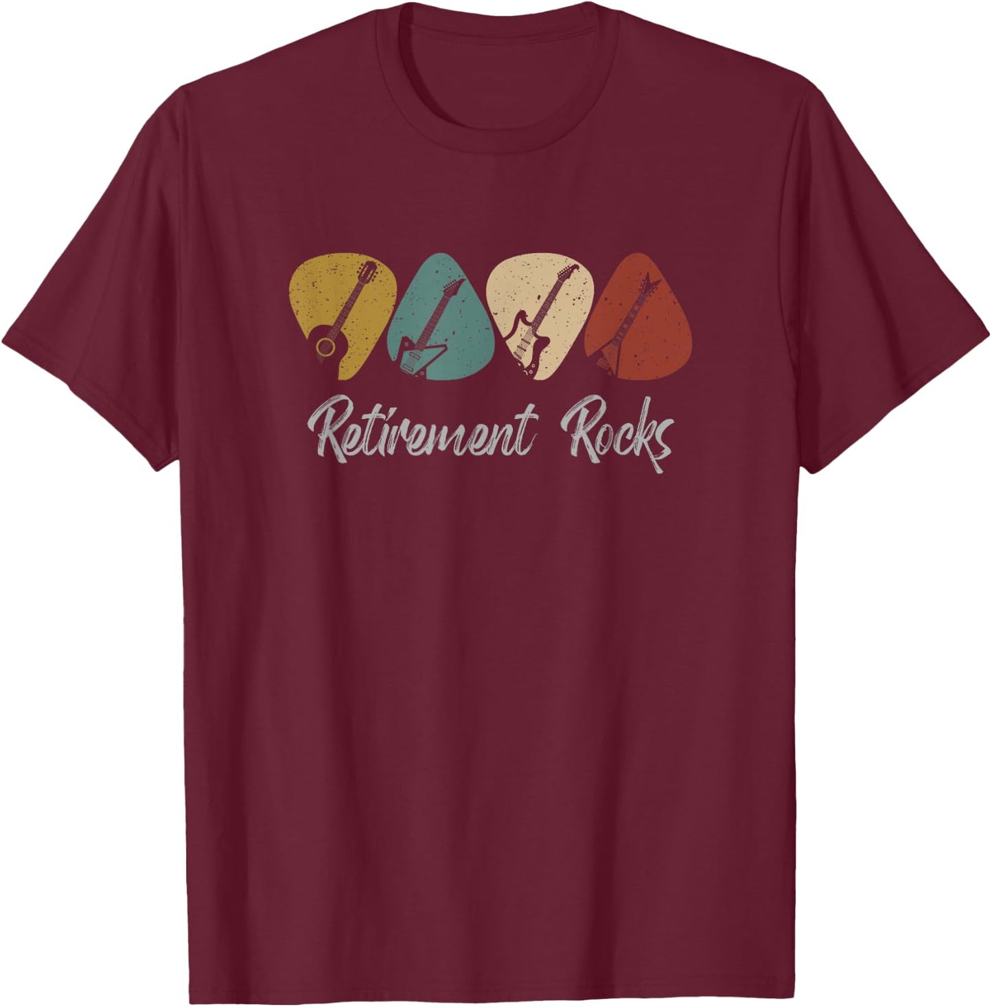 RETIREMENT ROCKS - Musician Guitar Pick Guitars Guitarists T-Shirt - T-Shirt | Maroon