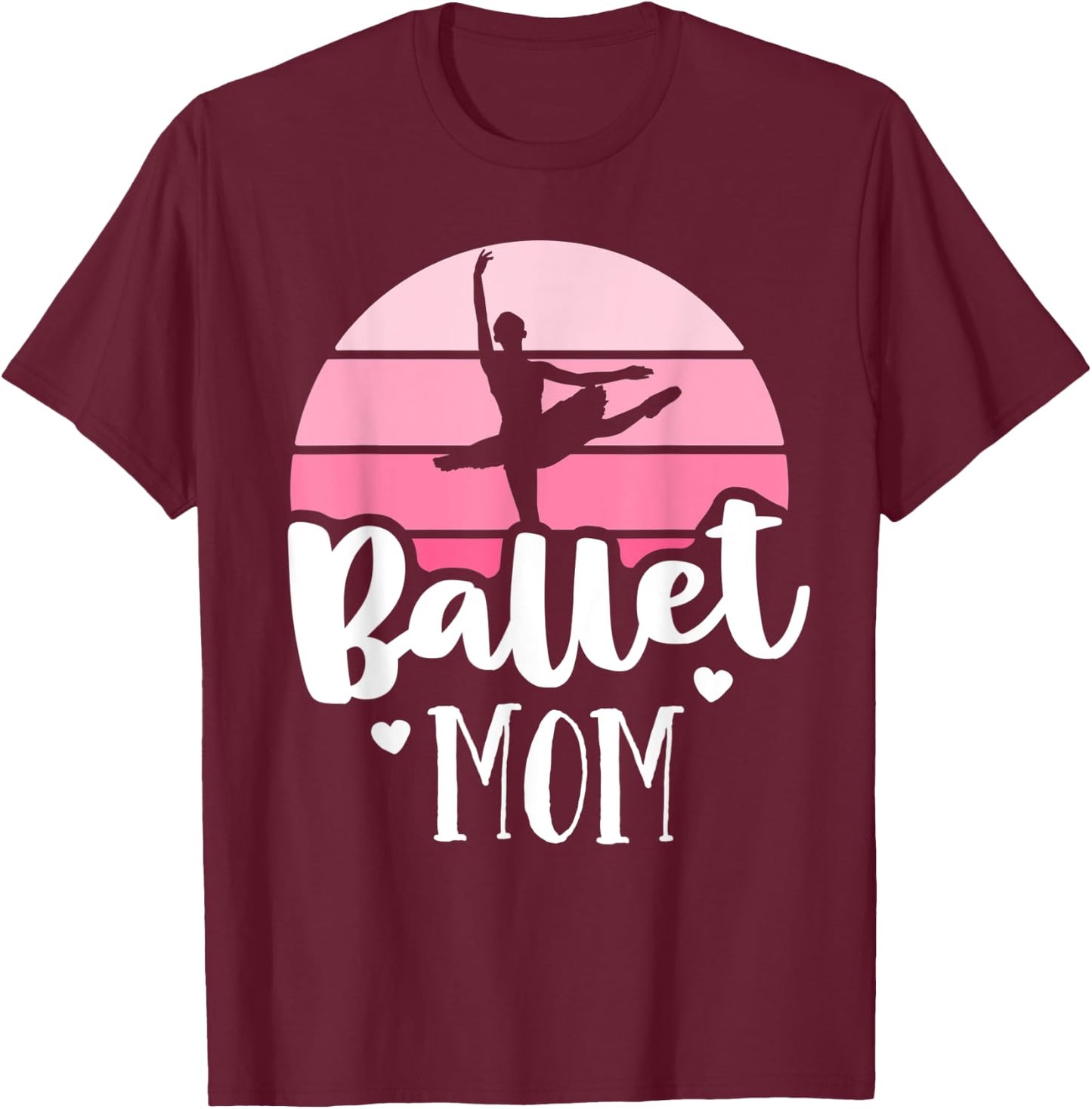 Retro Ballet Mom Pink Ballerina Shirt Vintage Dance Mom T-Shirt - T-Shirt | Maroon