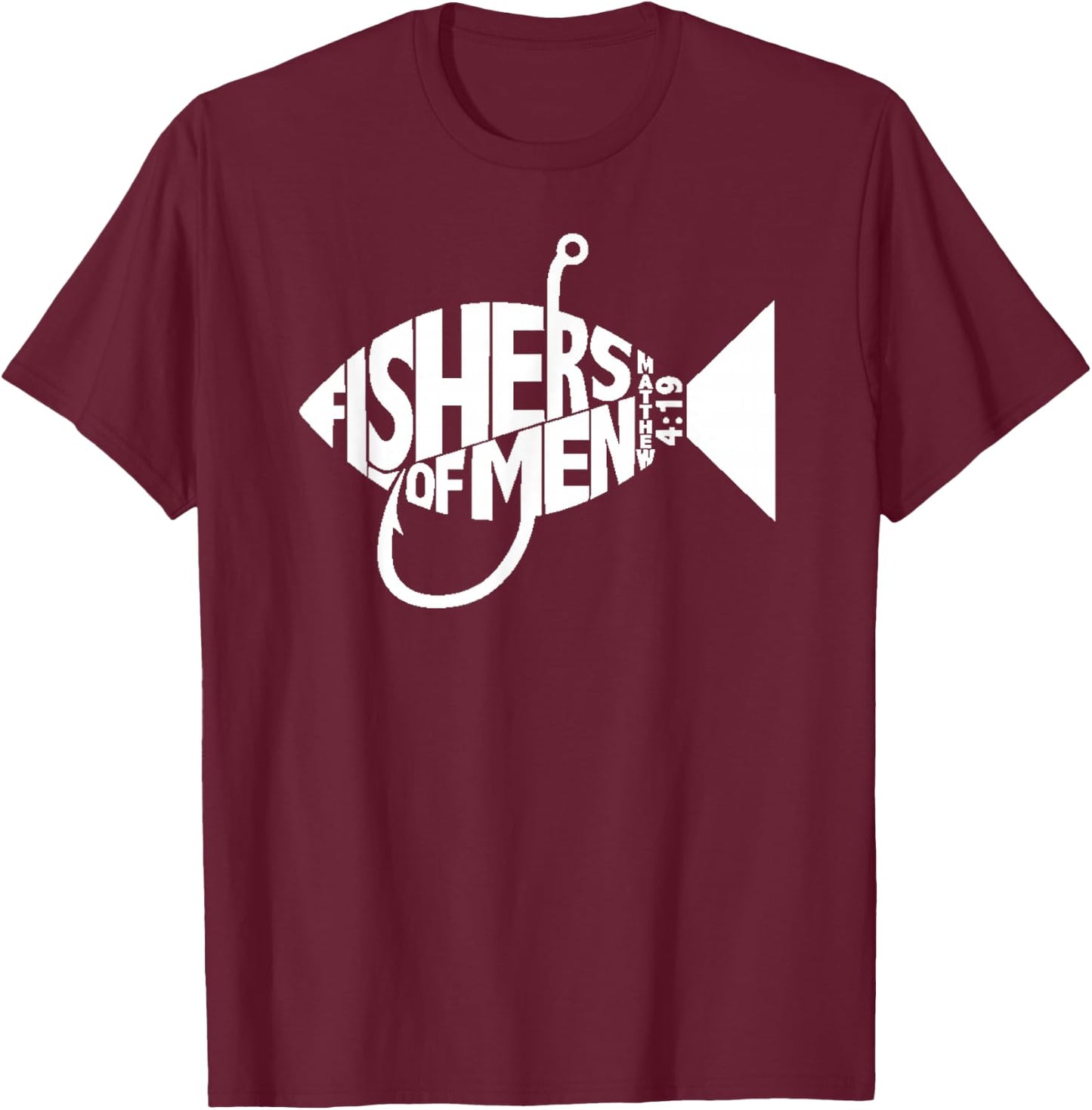 Matching Church Christian Group Bible Verse Fishers of Men T-Shirt - T-Shirt | Maroon