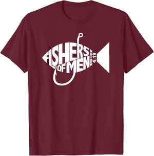 Matching Church Christian Group Bible Verse Fishers of Men T-Shirt - T-Shirt | Maroon
