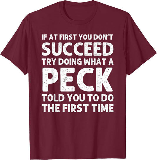 PECK Funny Surname Family Tree Birthday Reunion Idea T-Shirt - T-Shirt | Maroon