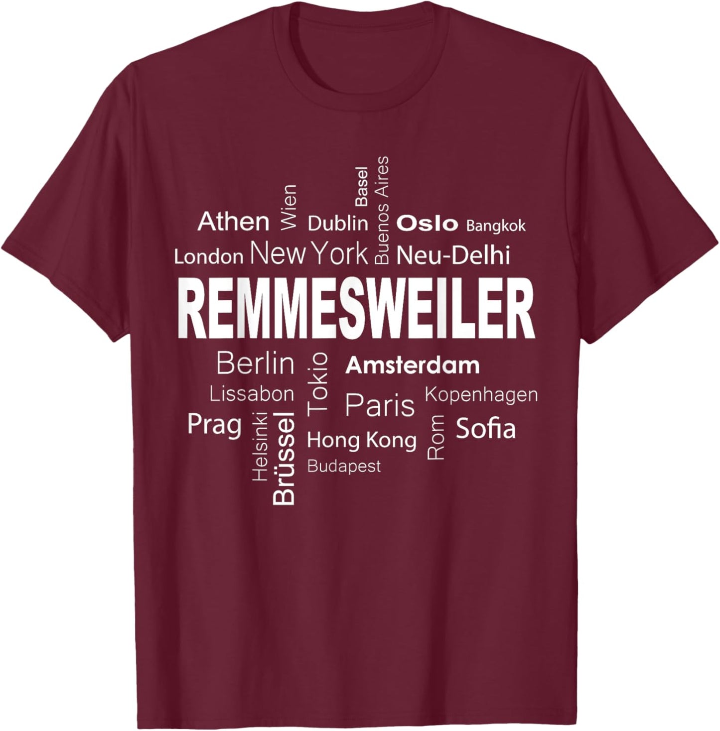 Remmesweiler - New York - Berlin - meine Hauptstadt T-Shirt - T-Shirt | Maroon