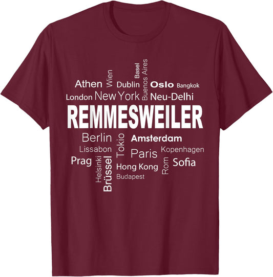 Remmesweiler - New York - Berlin - meine Hauptstadt T-Shirt - T-Shirt | Maroon