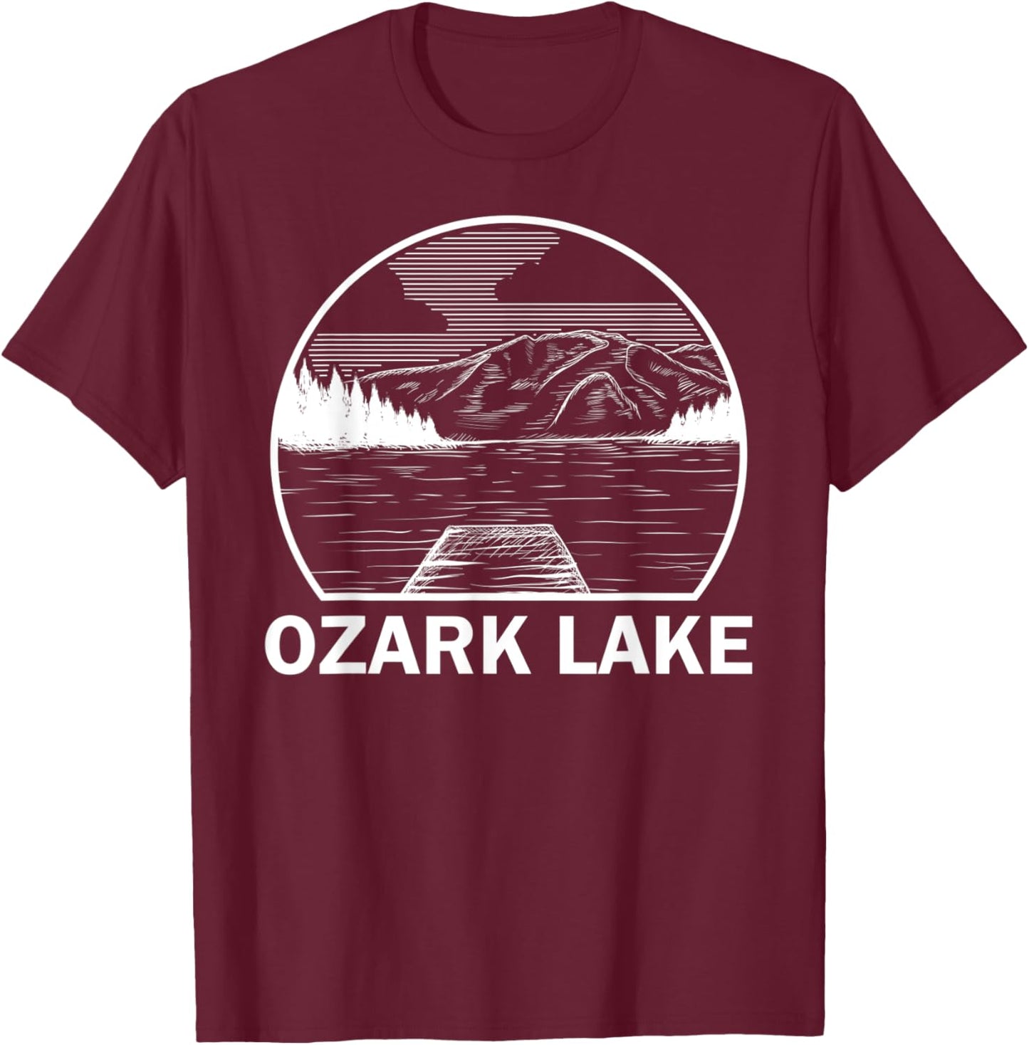 OZARK LAKE ARKANSAS Funny Fishing Camping Summer Gift T-Shirt - T-Shirt | Maroon