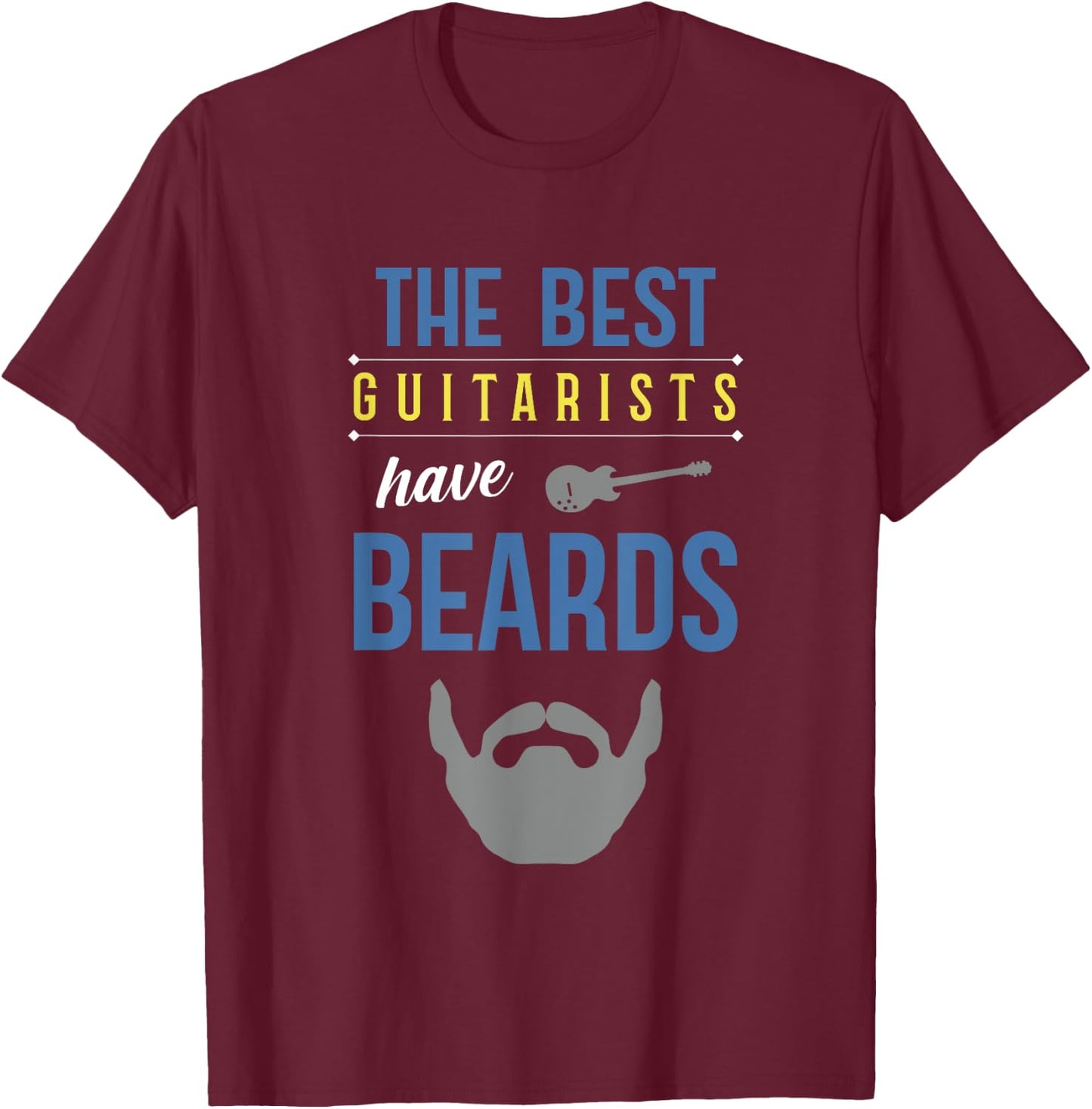 Funny Guitar and Beard I E-Guitar I Guitarist Gift T-Shirt - T-Shirt | Maroon