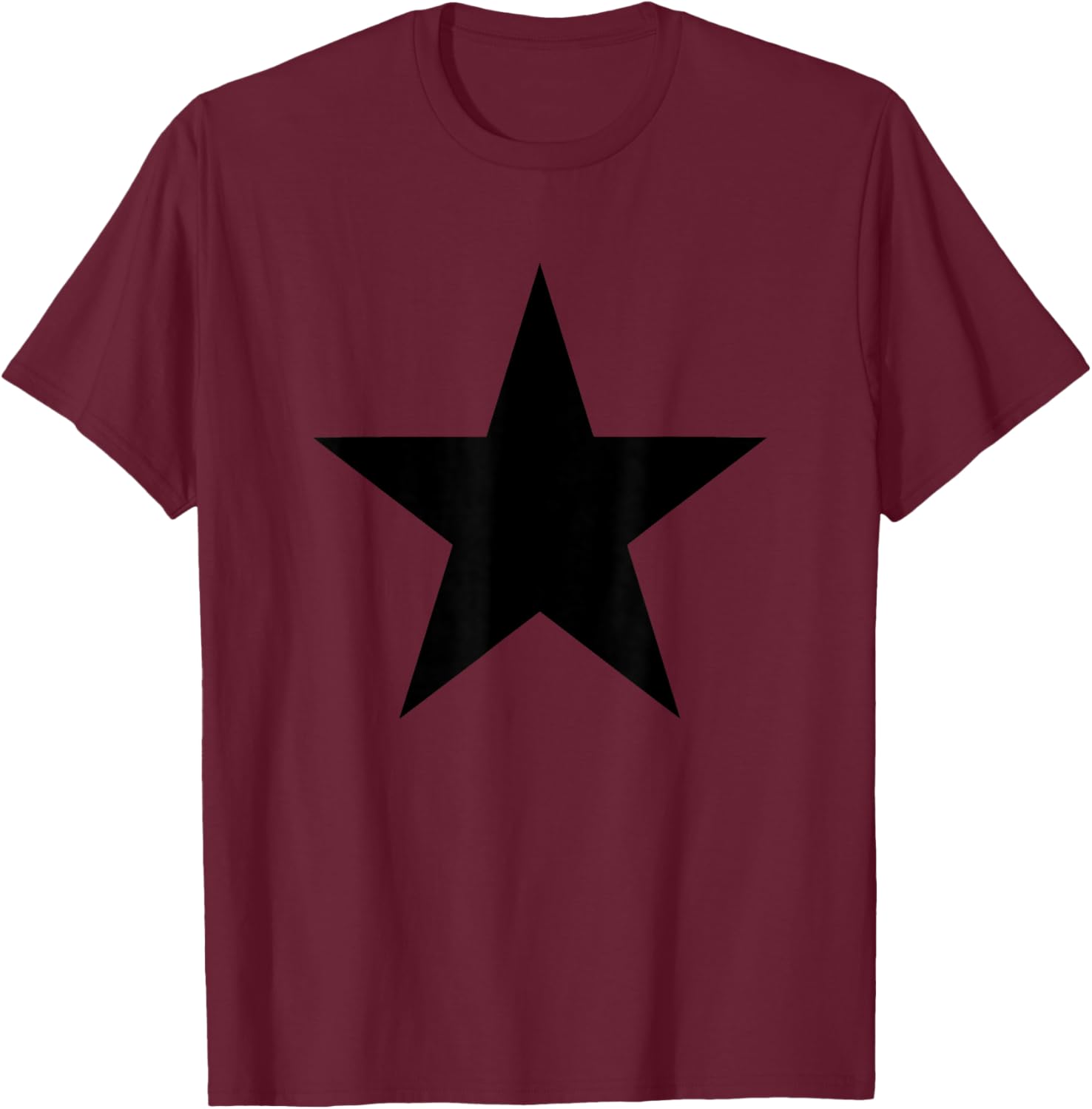 Plain Black Star Print - Plain Black Star , Blue, S T-Shirt - T-Shirt | Maroon