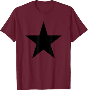 Plain Black Star Print - Plain Black Star , Blue, S T-Shirt - T-Shirt | Maroon